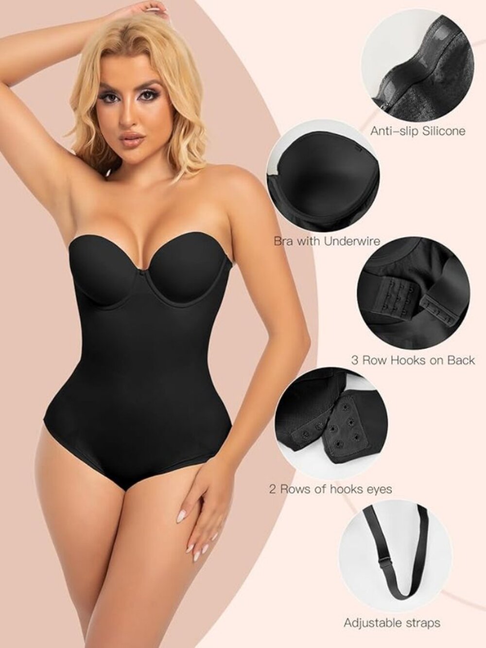 Slimers Strapless Shapewear Seamless Bodysuit